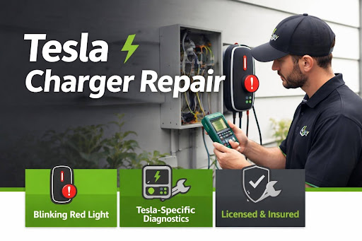 Man Replacing Tesla Charger