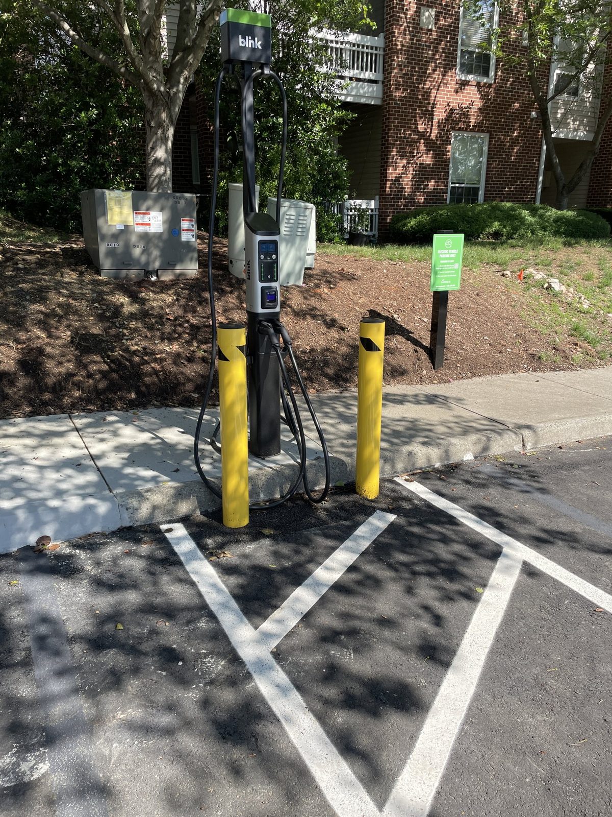 Blink EV charging station at a Richmond-area apartment community