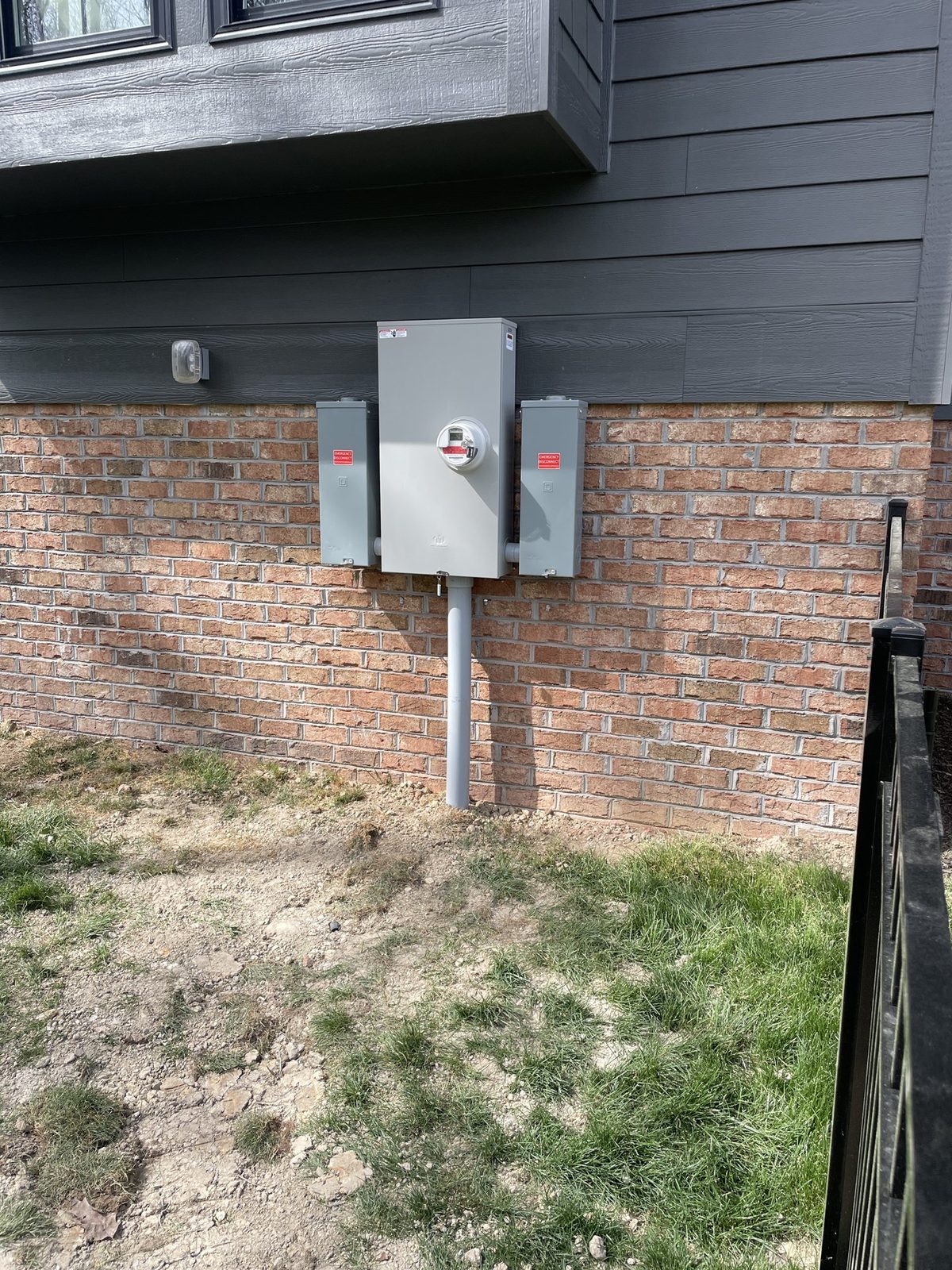 New electrical service with meter and disconnects installed by GreenKey